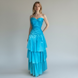 Mavi Kolsuz Abiye Elbise